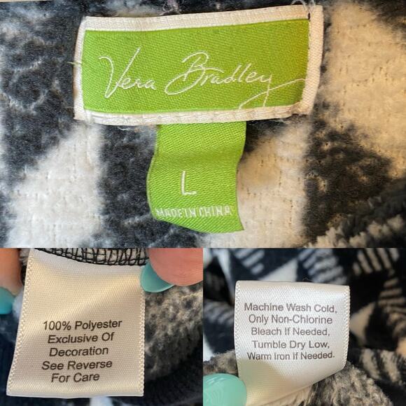 Vera Bradley Fleece Hoodie Sweatshirt size Large - Picture 5 of 5